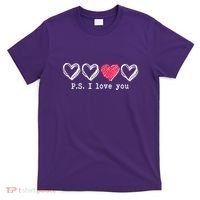 Cute Valentines Day P.S. I Love You Hearts T-Shirt thumb 0