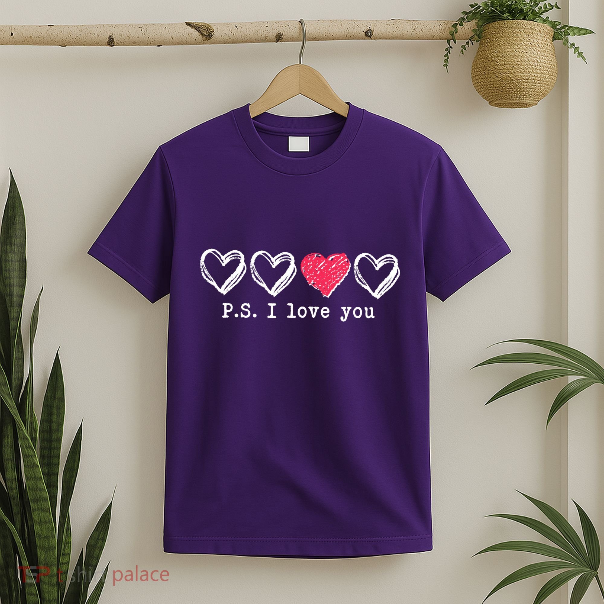 Cute Valentines Day P.S. I Love You Hearts T-Shirt