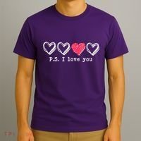 Cute Valentines Day P.S. I Love You Hearts T-Shirt thumb 3