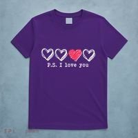 Cute Valentines Day P.S. I Love You Hearts T-Shirt thumb 5