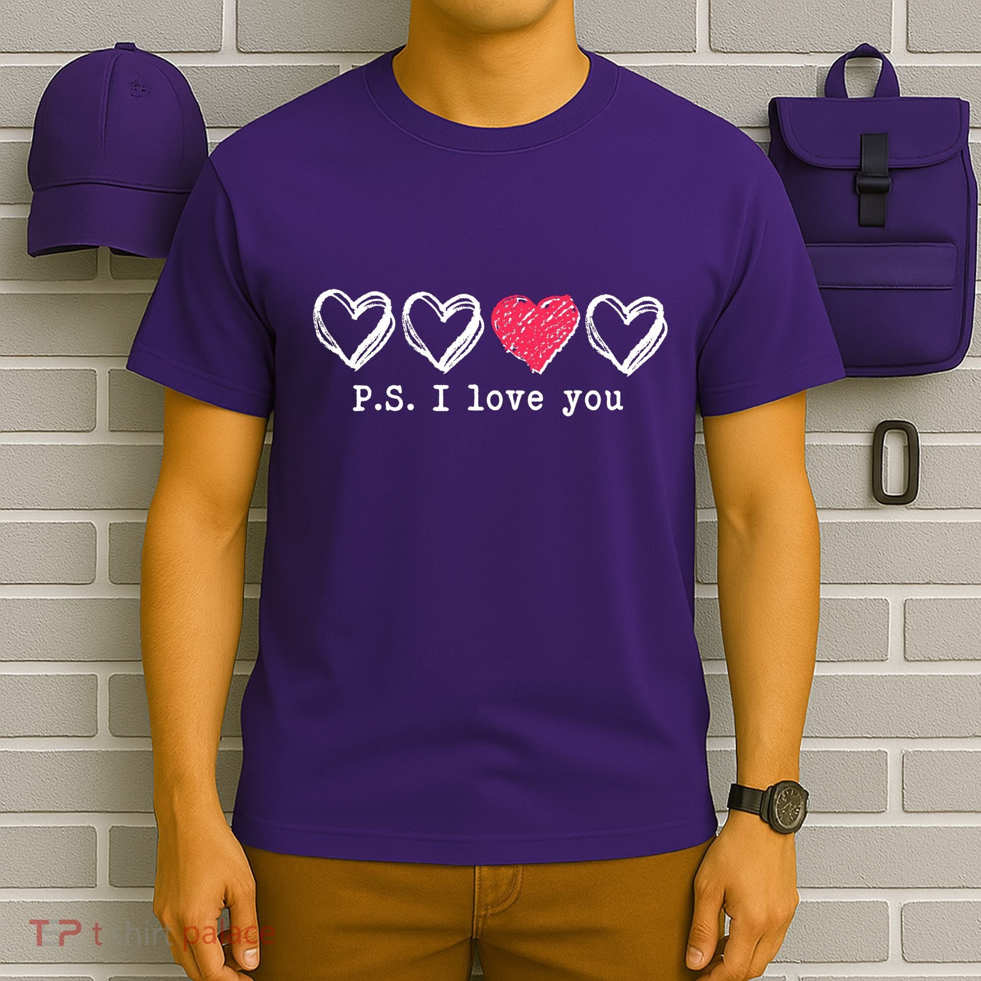 Cute Valentines Day P.S. I Love You Hearts T-Shirt