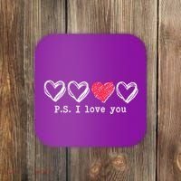 Cute Valentines Day P.S. I Love You Hearts Coaster thumb 0