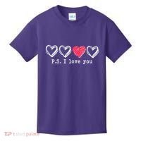 Cute Valentines Day P.S. I Love You Hearts Kids T-Shirt thumb 0