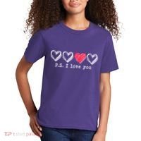 Cute Valentines Day P.S. I Love You Hearts Kids T-Shirt thumb 2