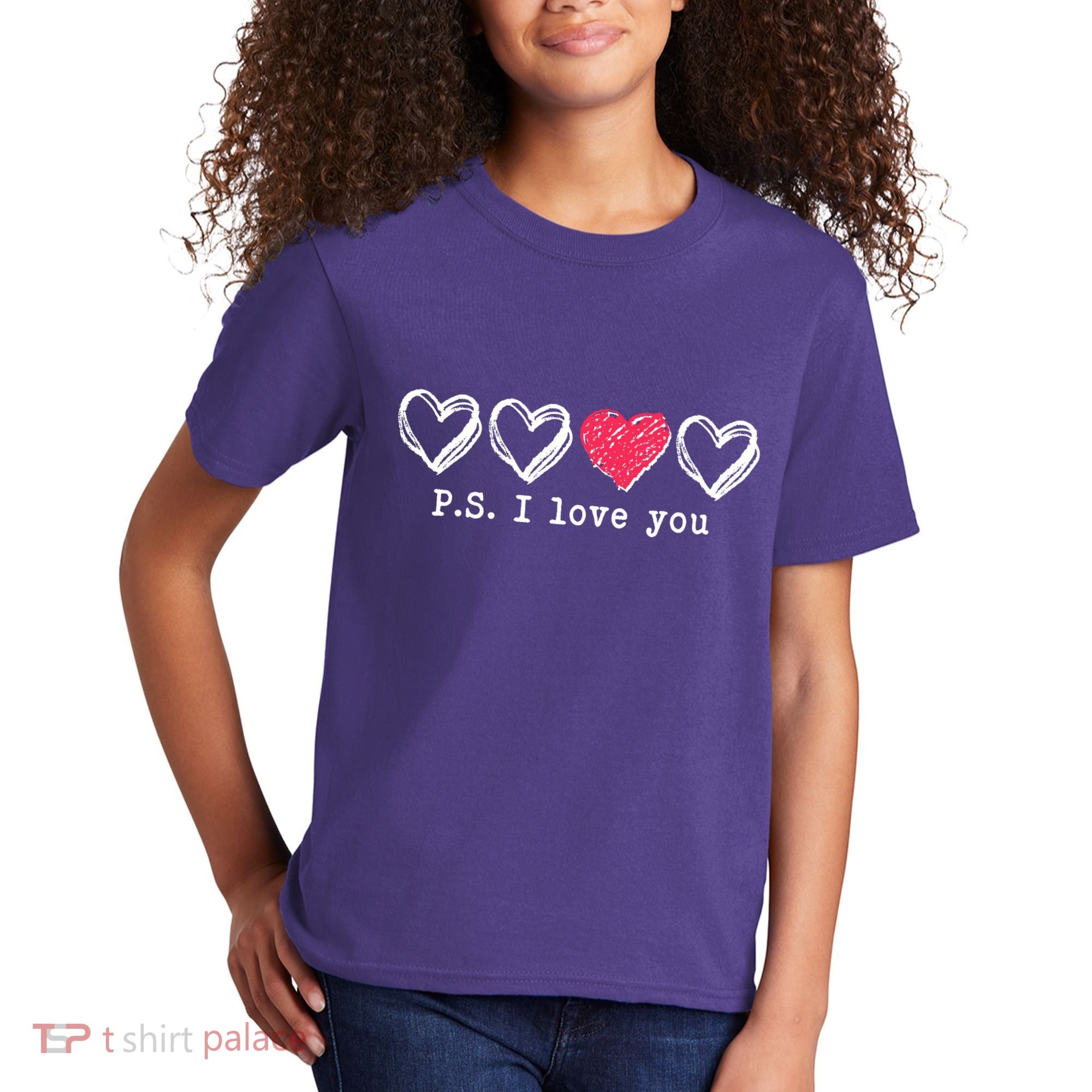 Cute Valentines Day P.S. I Love You Hearts Kids T-Shirt
