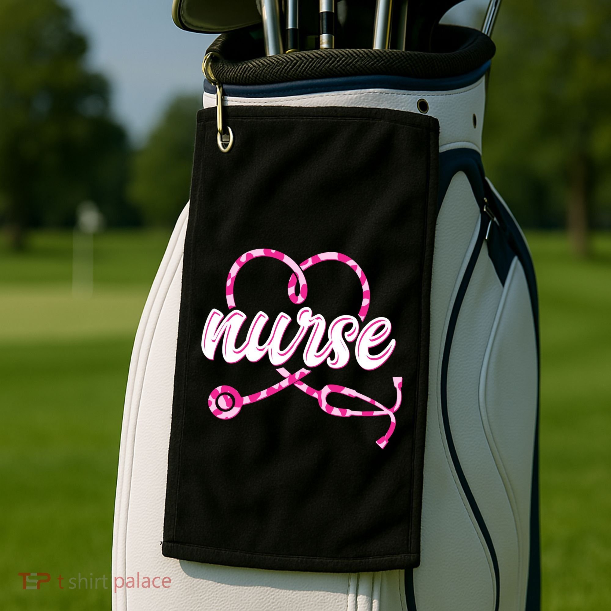 Cute Valentines Day Nurse Heart Stethoscope Golf Towel