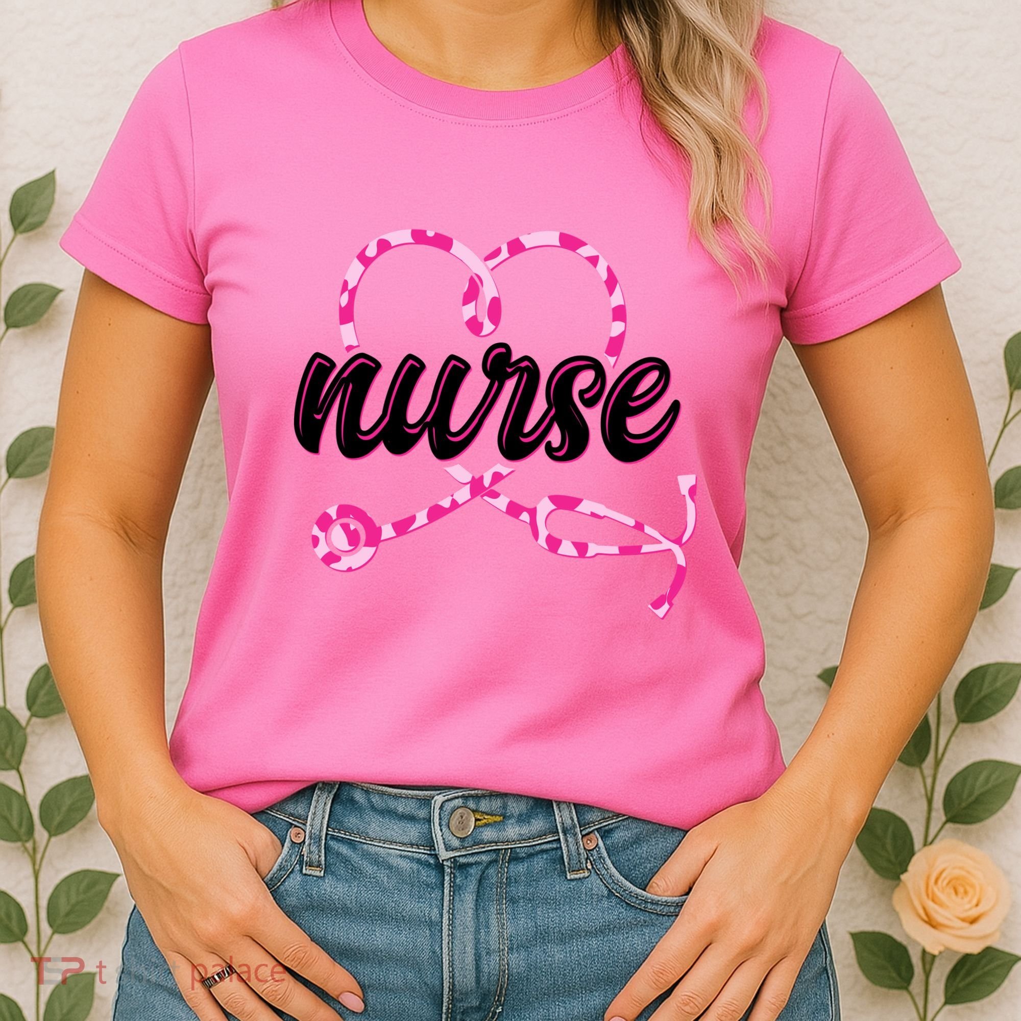 Cute Valentines Day Nurse Heart Stethoscope Women's T-Shirt