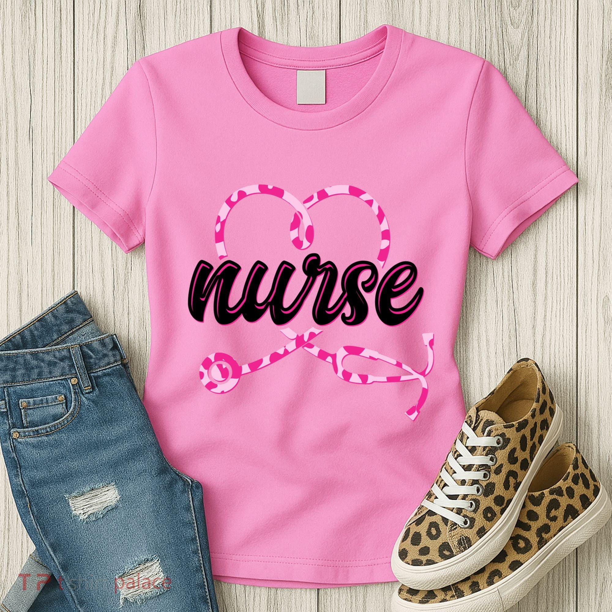 Cute Valentines Day Nurse Heart Stethoscope Women's T-Shirt