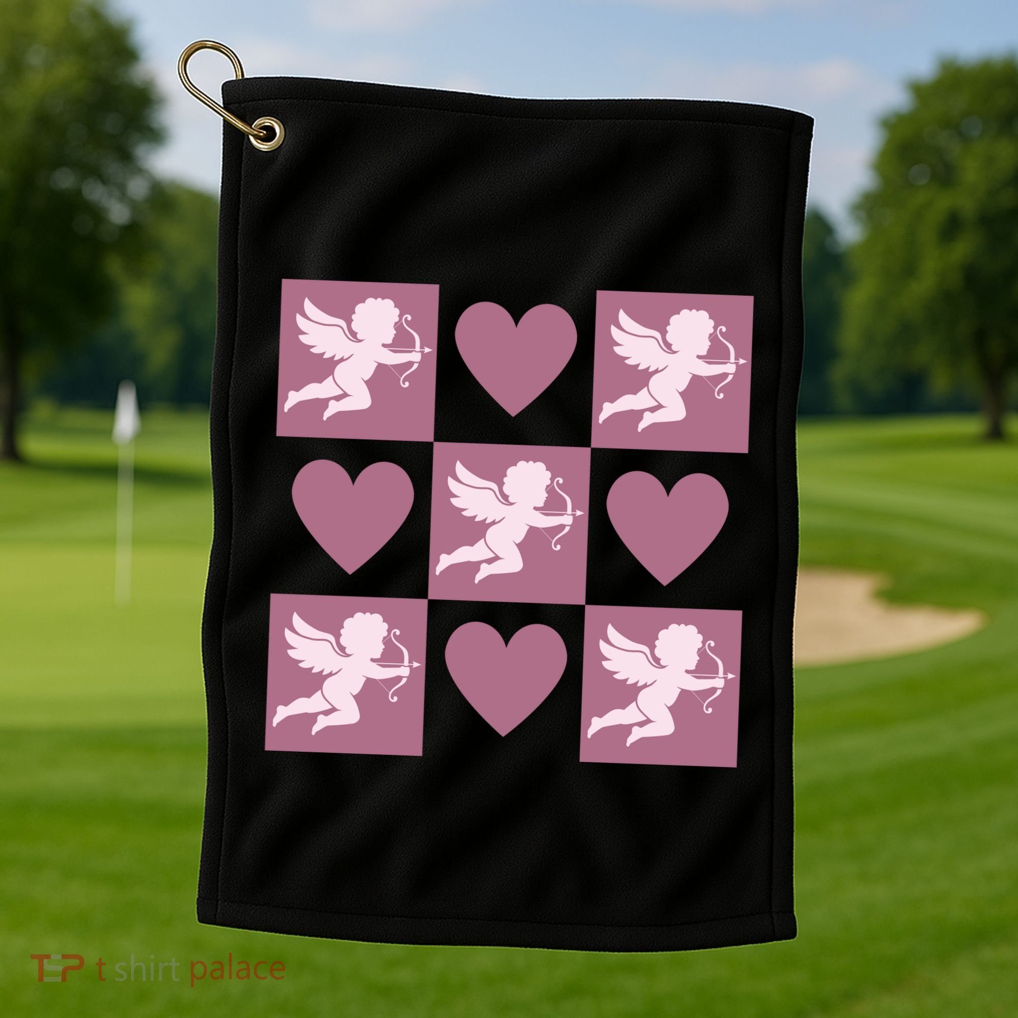 Cupid Valentines Day Heart Love Golf Towel