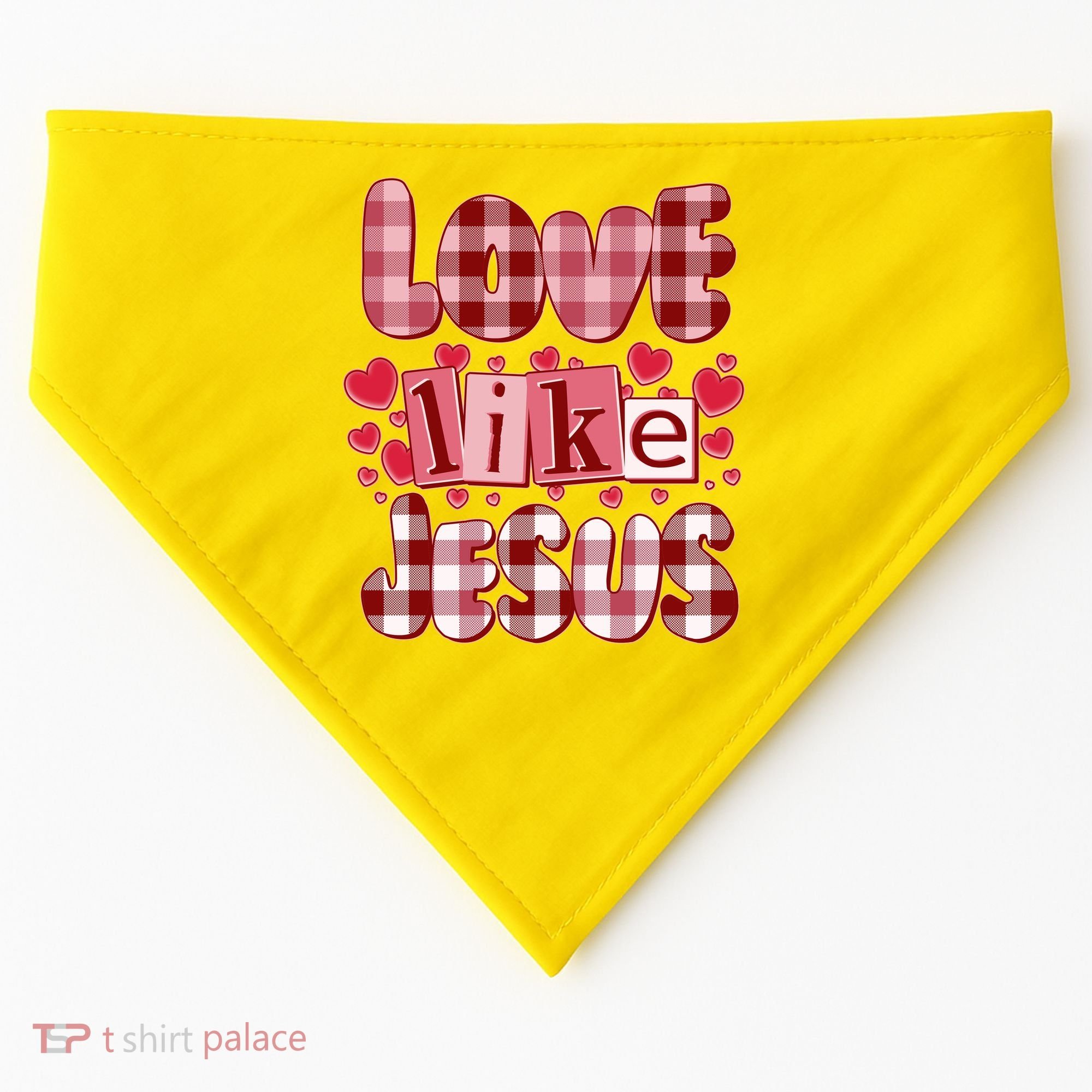 Cute Valentines Day Love Like Jesus USA-Made Doggie Bandana