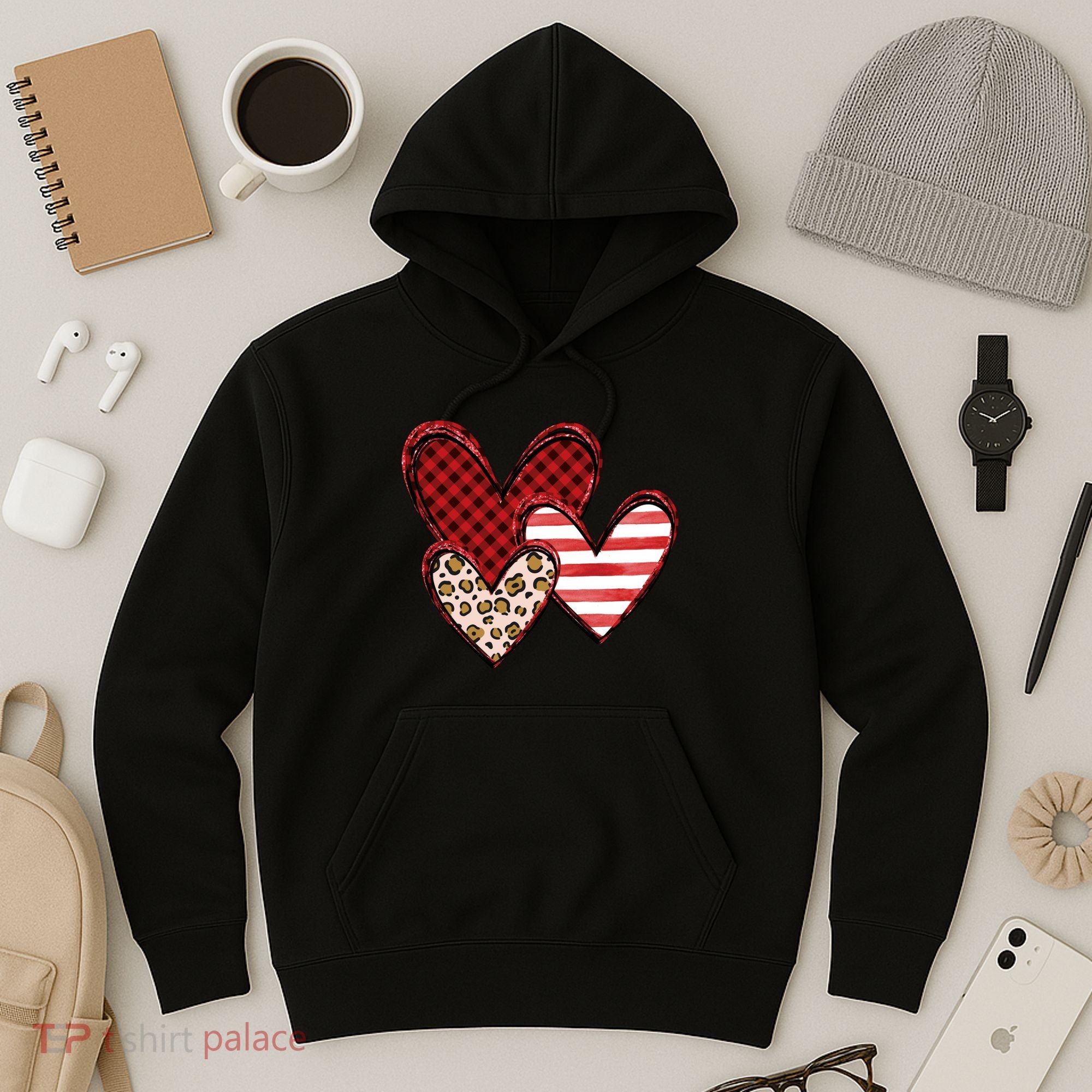 Cute Valentines Day Heart Pattern Hoodie