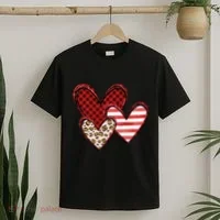 Cute Valentines Day Heart Pattern T-Shirt thumb 2