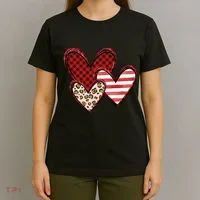 Cute Valentines Day Heart Pattern T-Shirt thumb 4
