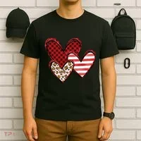Cute Valentines Day Heart Pattern T-Shirt thumb 6
