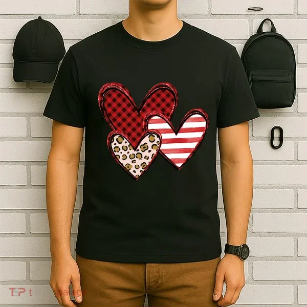 Cute Valentines Day Heart Pattern T-Shirt
