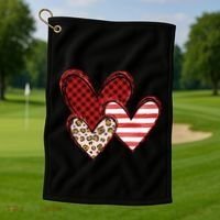Cute Valentines Day Heart Pattern Golf Towel thumb 1
