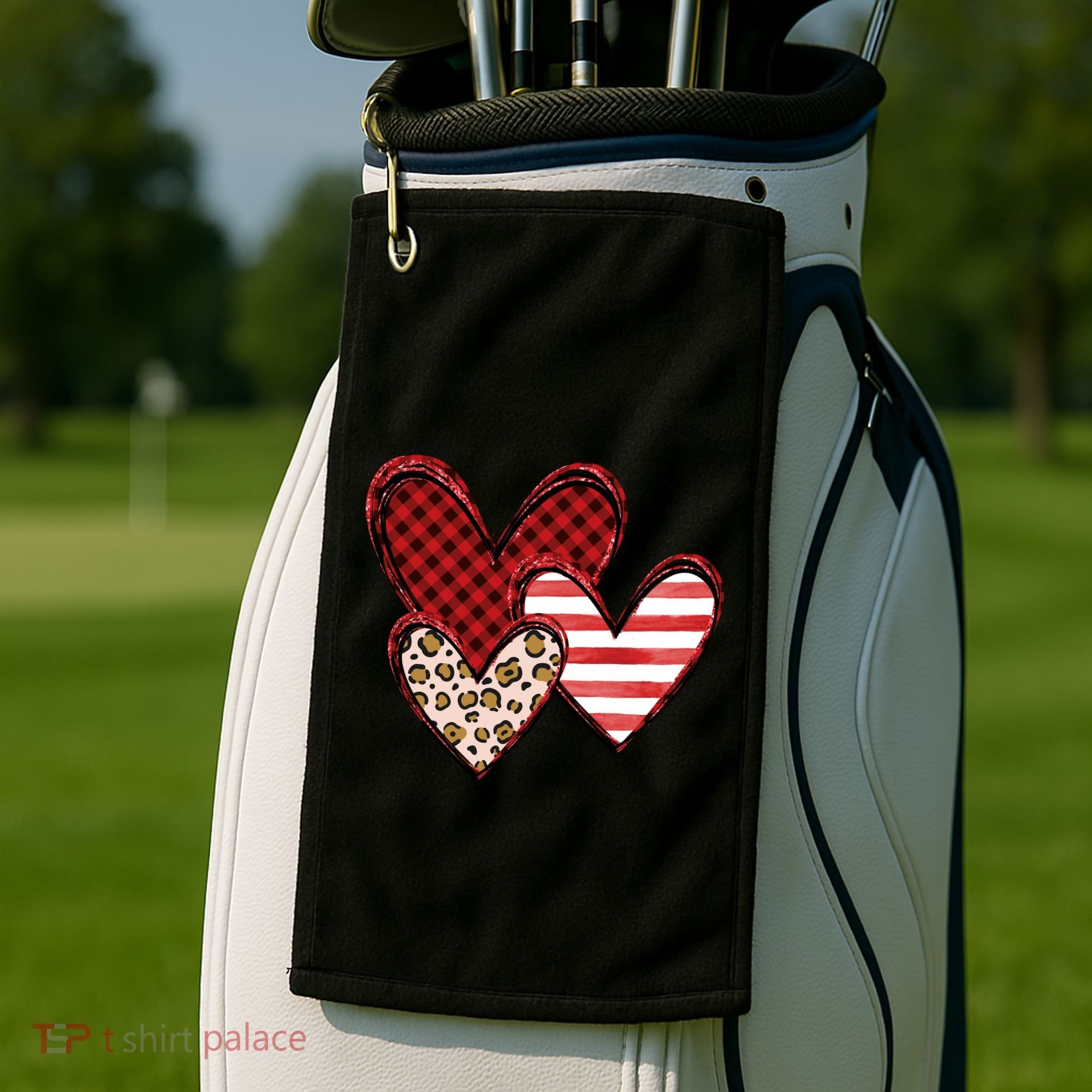 Cute Valentines Day Heart Pattern Golf Towel