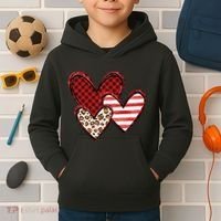 Cute Valentines Day Heart Pattern Kids Hoodie thumb 2