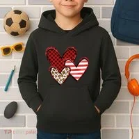 Cute Valentines Day Heart Pattern Kids Hoodie thumb 2