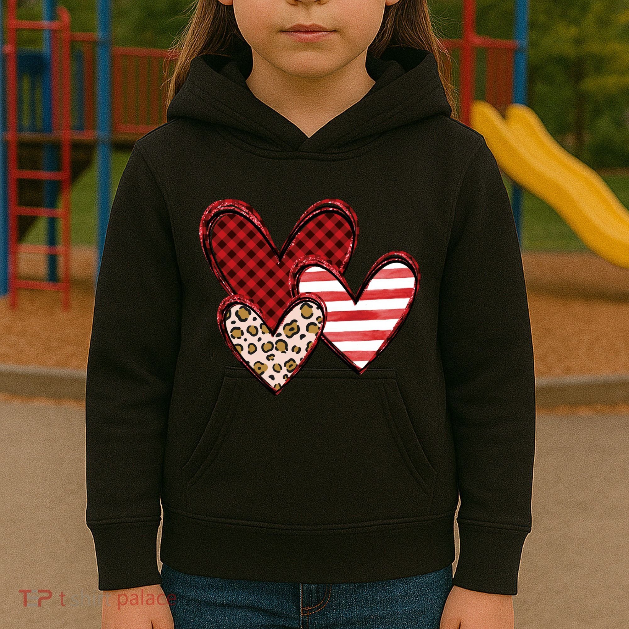 Cute Valentines Day Heart Pattern Kids Hoodie