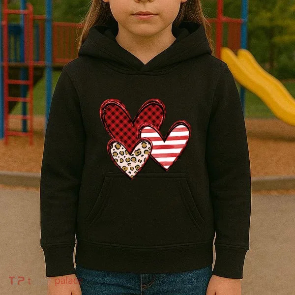 Cute Valentines Day Heart Pattern Kids Hoodie