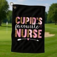 Cute Valentines Day Cupids Favorite Nurse Golf Towel thumb 1