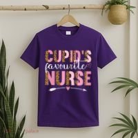 Cute Valentines Day Cupids Favorite Nurse T-Shirt thumb 2