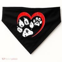 Cute Valentines Day Pet Lover Dog And Cat Paw Prints USA-Made Doggie Bandana thumb 0