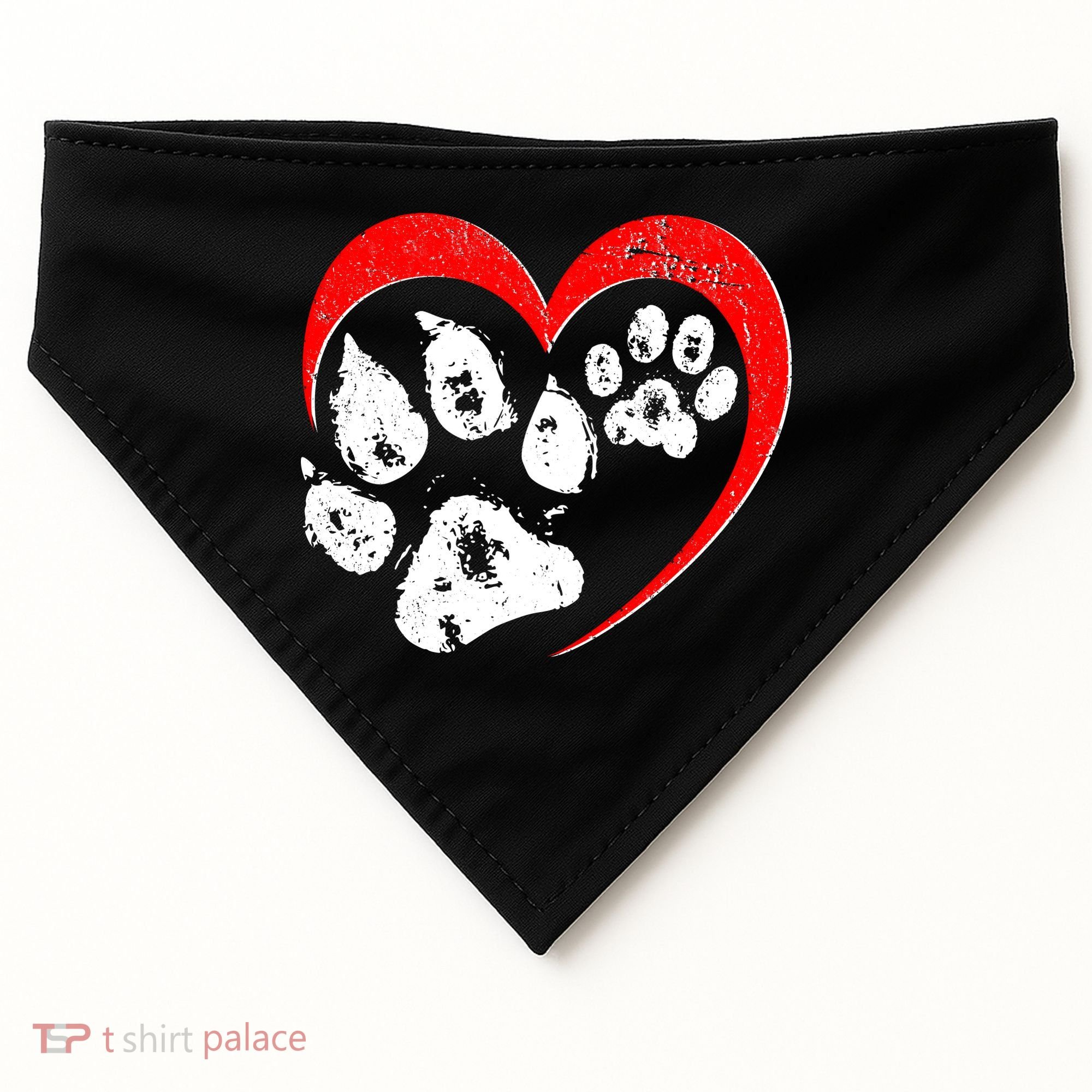 Cute Valentines Day Pet Lover Dog And Cat Paw Prints USA-Made Doggie Bandana