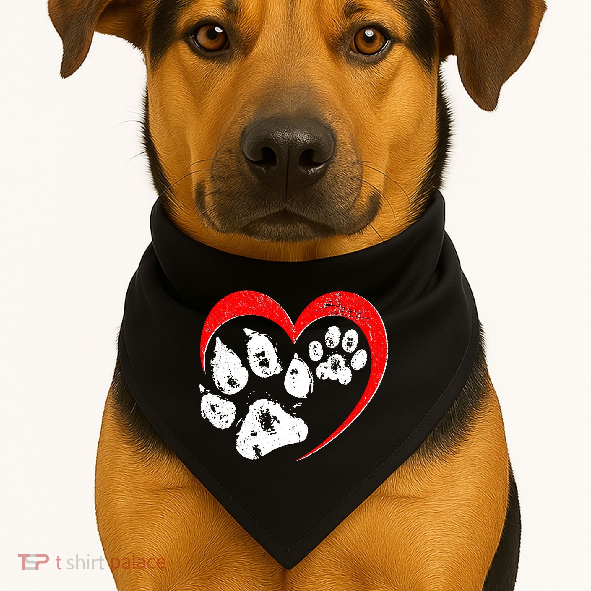 Cute Valentines Day Pet Lover Dog And Cat Paw Prints USA-Made Doggie Bandana