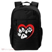 Cute Valentines Day Pet Lover Dog And Cat Paw Prints Backpack thumb 0