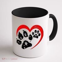 Cute Valentines Day Pet Lover Dog And Cat Paw Prints Coffee Mug thumb 1