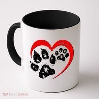 Cute Valentines Day Pet Lover Dog And Cat Paw Prints Coffee Mug thumb 0