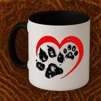 Cute Valentines Day Pet Lover Dog And Cat Paw Prints Coffee Mug thumb 2