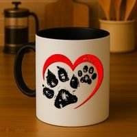 Cute Valentines Day Pet Lover Dog And Cat Paw Prints Coffee Mug thumb 4