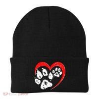 Cute Valentines Day Pet Lover Dog And Cat Paw Prints Beanie thumb 0