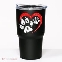 Cute Valentines Day Pet Lover Dog And Cat Paw Prints Tumbler thumb 0