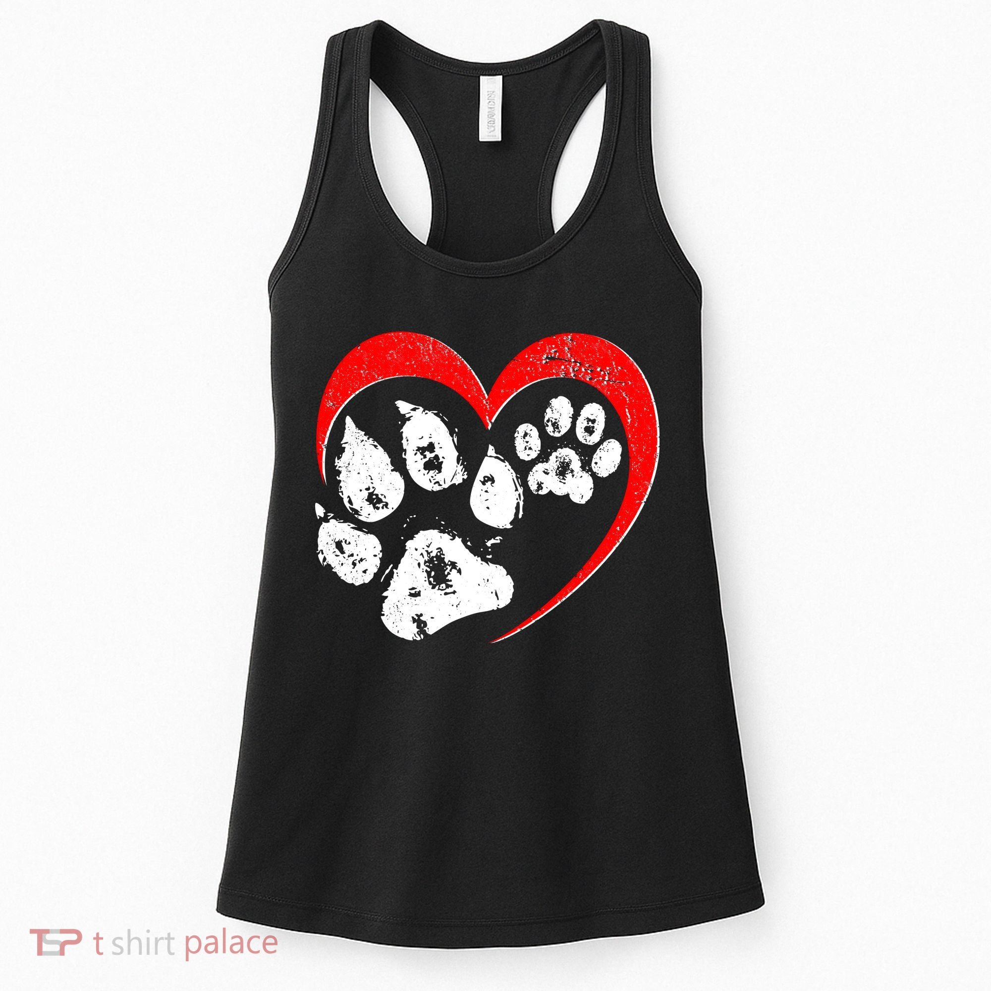 Cute Valentines Day Pet Lover Dog And Cat Paw Prints Women's Tank Top