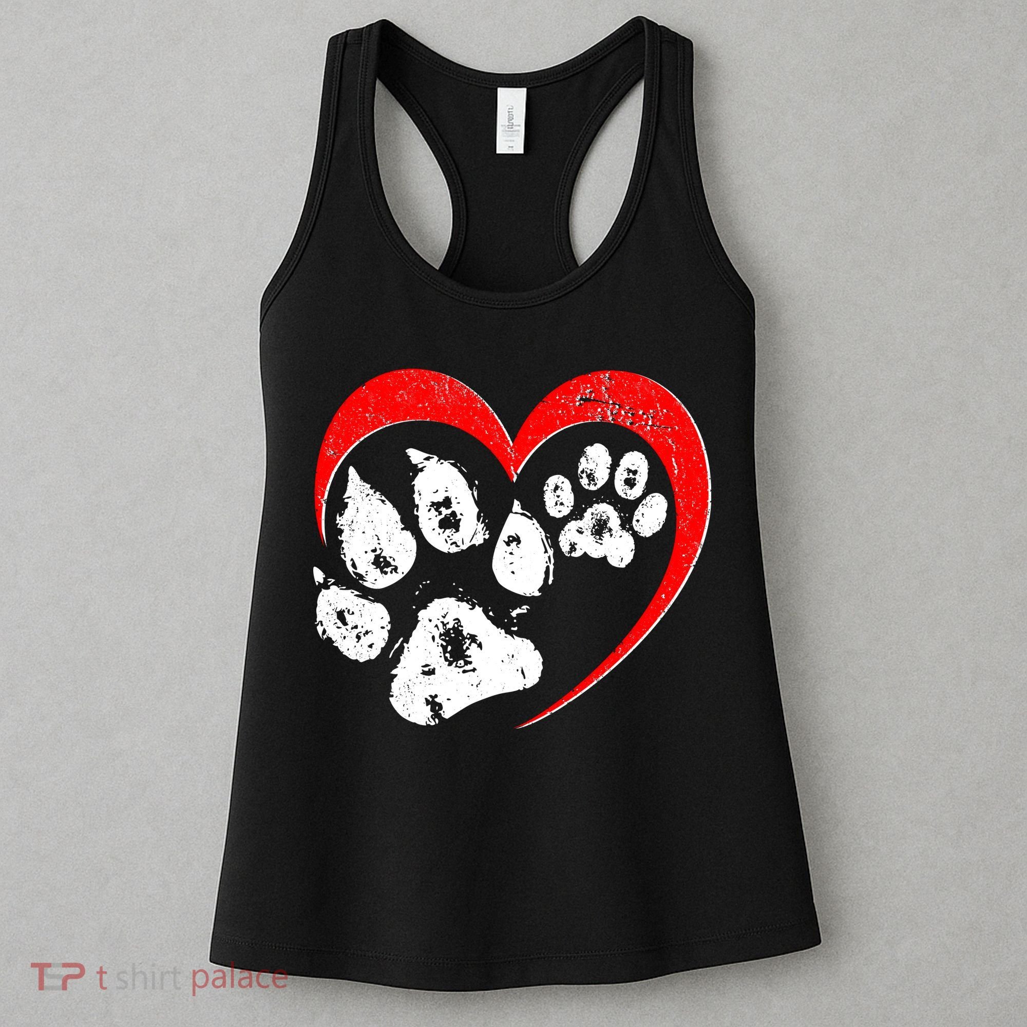 Cute Valentines Day Pet Lover Dog And Cat Paw Prints Women's Tank Top