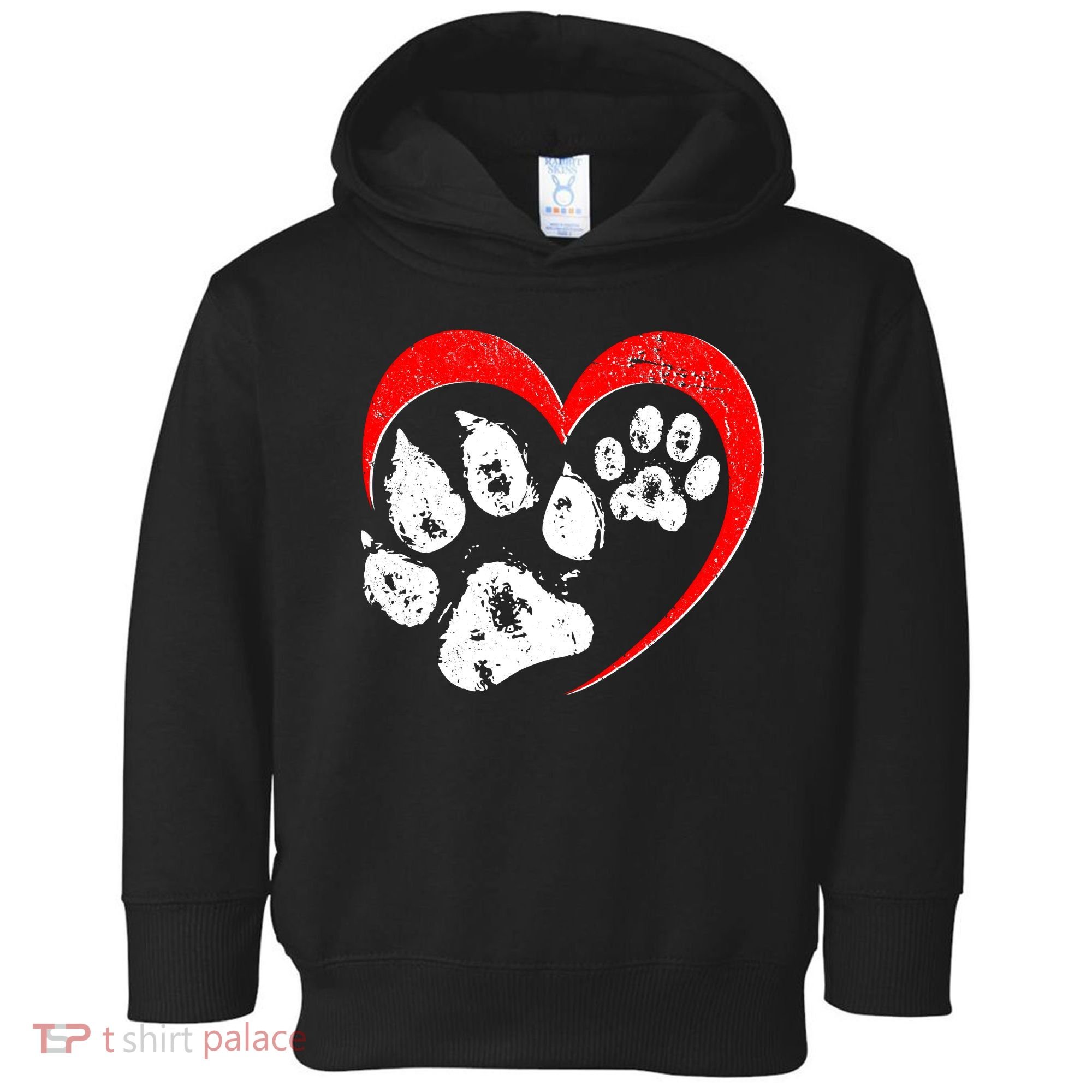 Cute Valentines Day Pet Lover Dog And Cat Paw Prints Toddler Hoodie