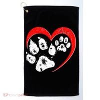 Cute Valentines Day Pet Lover Dog And Cat Paw Prints Golf Towel thumb 0