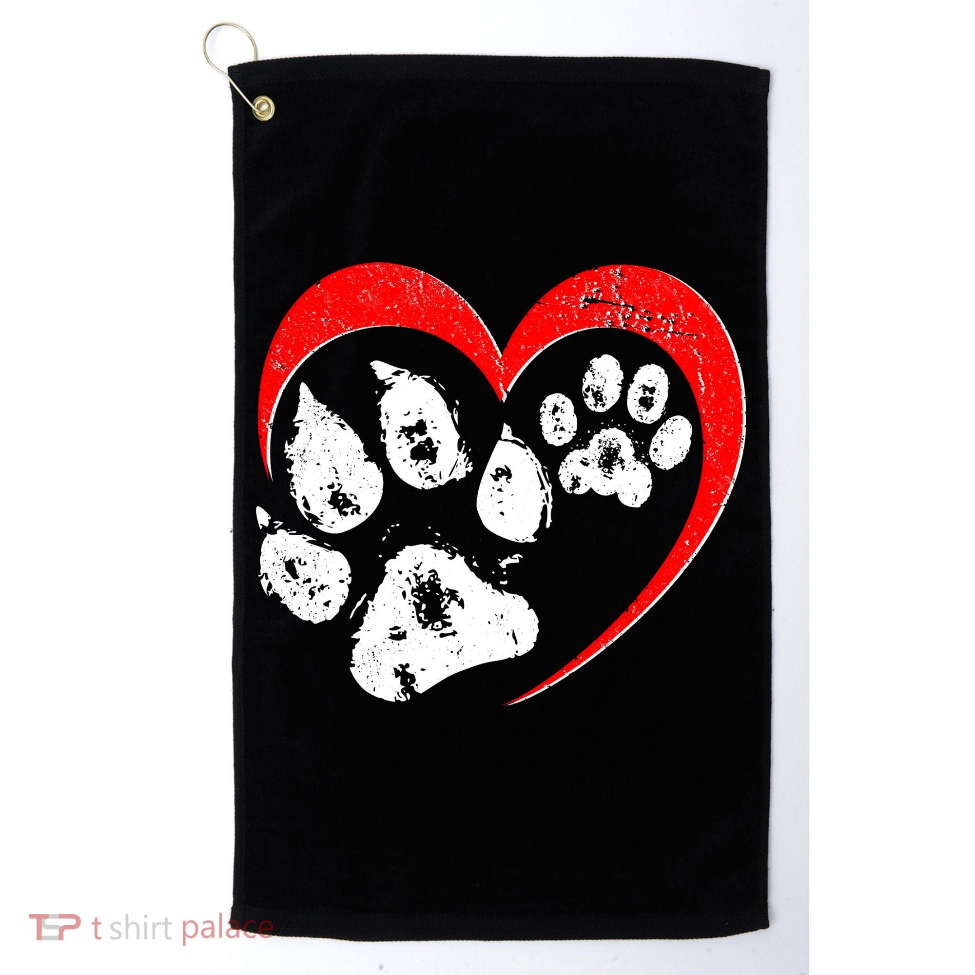 Cute Valentines Day Pet Lover Dog And Cat Paw Prints Golf Towel