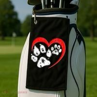 Cute Valentines Day Pet Lover Dog And Cat Paw Prints Golf Towel thumb 2