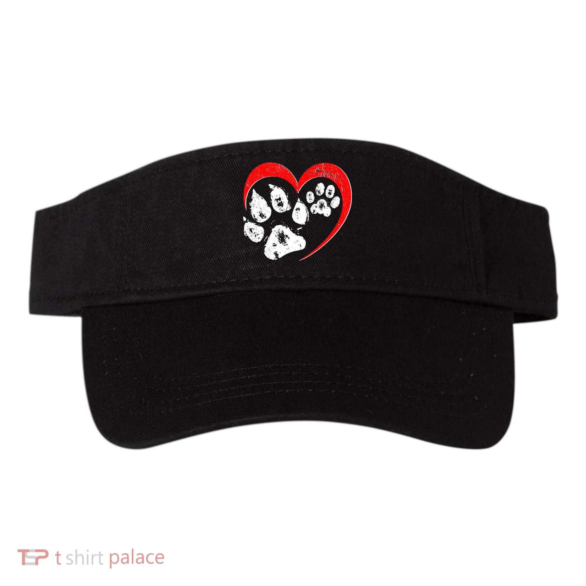 Cute Valentines Day Pet Lover Dog And Cat Paw Prints Visor