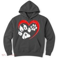Cute Valentines Day Pet Lover Dog And Cat Paw Prints Hoodie thumb 0