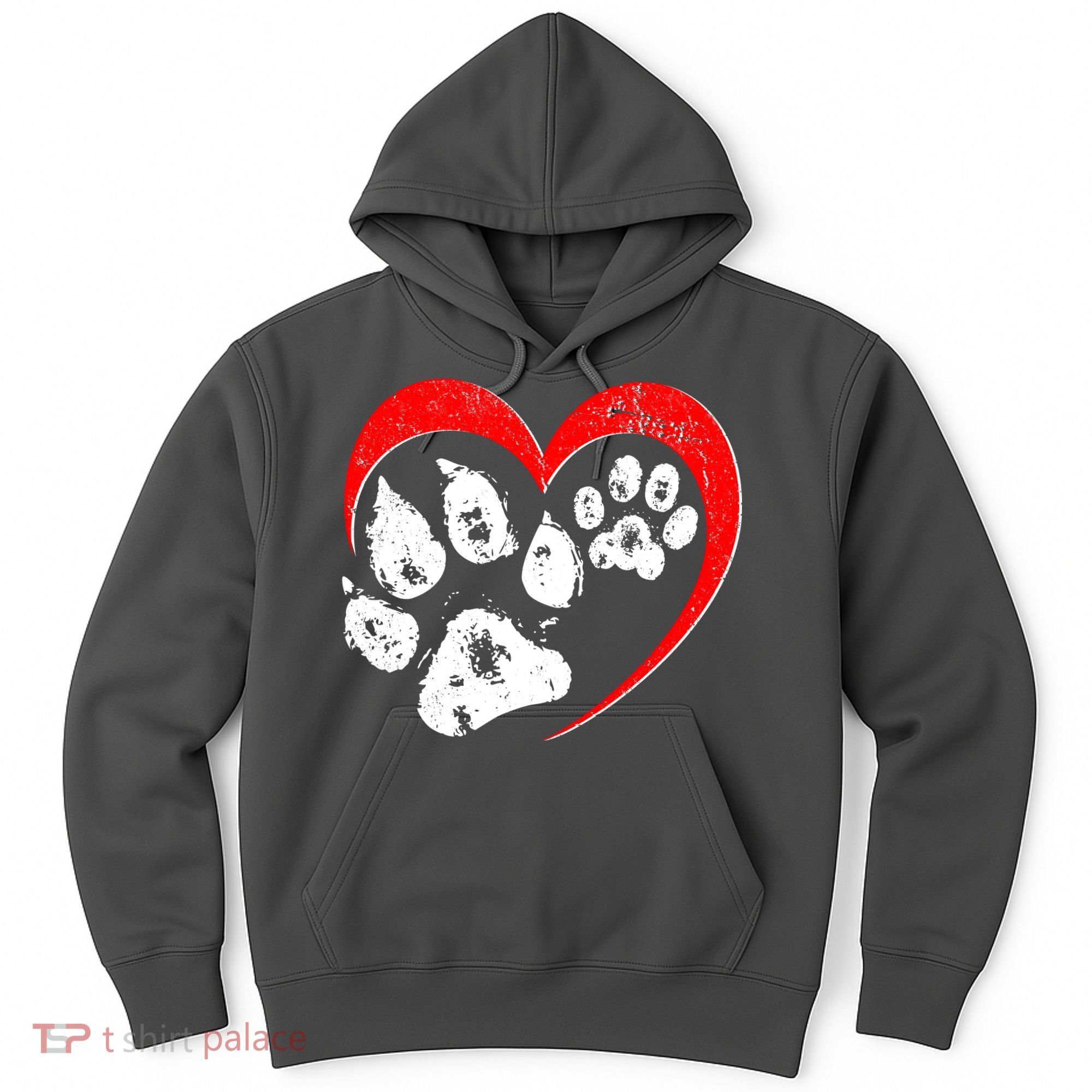 Cute Valentines Day Pet Lover Dog And Cat Paw Prints Hoodie