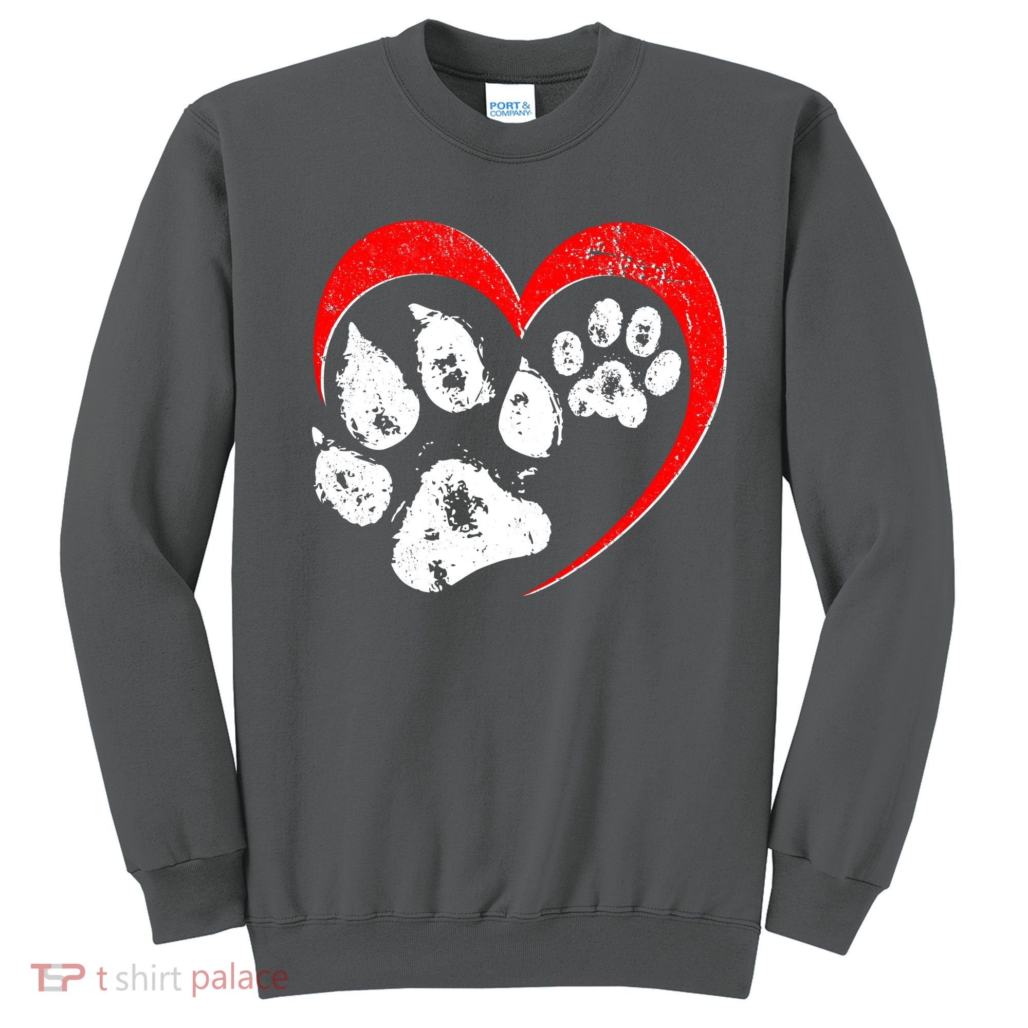 Cute Valentines Day Pet Lover Dog And Cat Paw Prints Sweatshirt