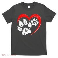 Cute Valentines Day Pet Lover Dog And Cat Paw Prints T-Shirt thumb 0