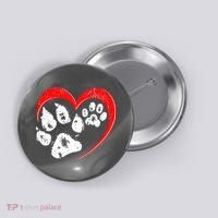 Cute Valentines Day Pet Lover Dog And Cat Paw Prints Button thumb 0