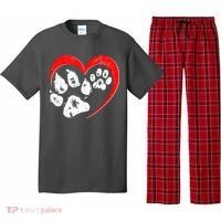 Cute Valentines Day Pet Lover Dog And Cat Paw Prints Pajama Set thumb 0